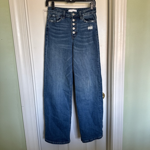 Vervet Denim - High-Rise Wide-Leg Jeans in Medium Blue Wash